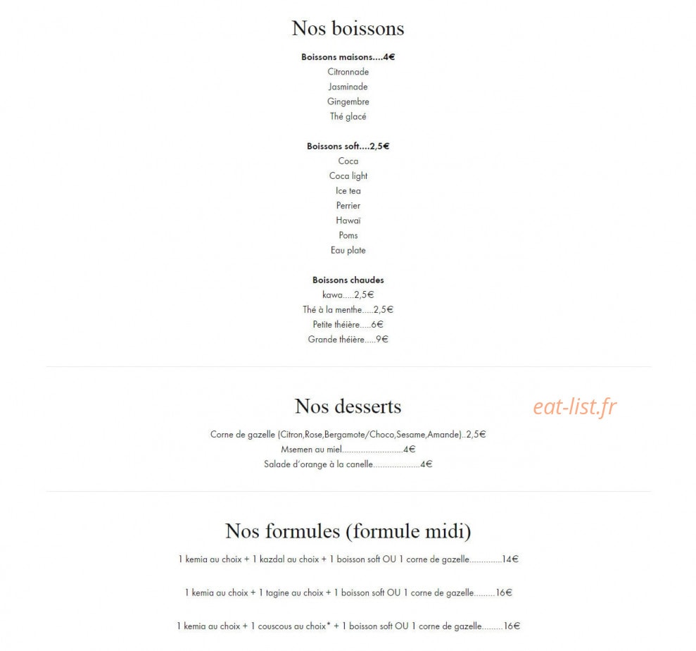 Gamila cantine — carte page 2