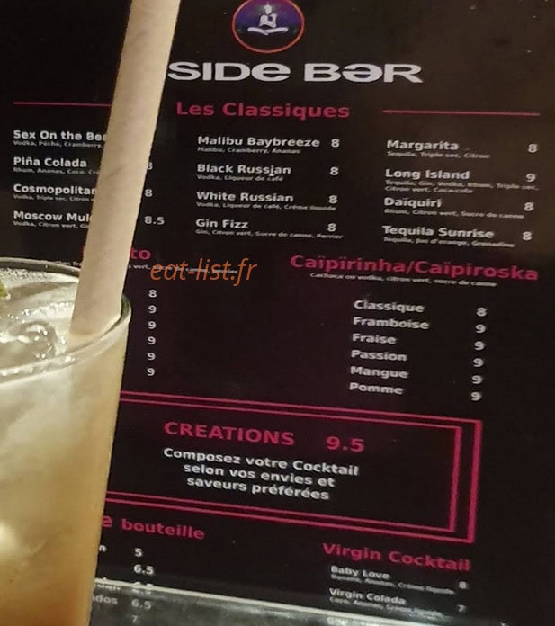 Inside bar — carte page 1