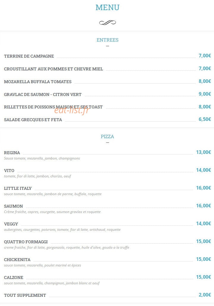 Irish pub — carte page 1