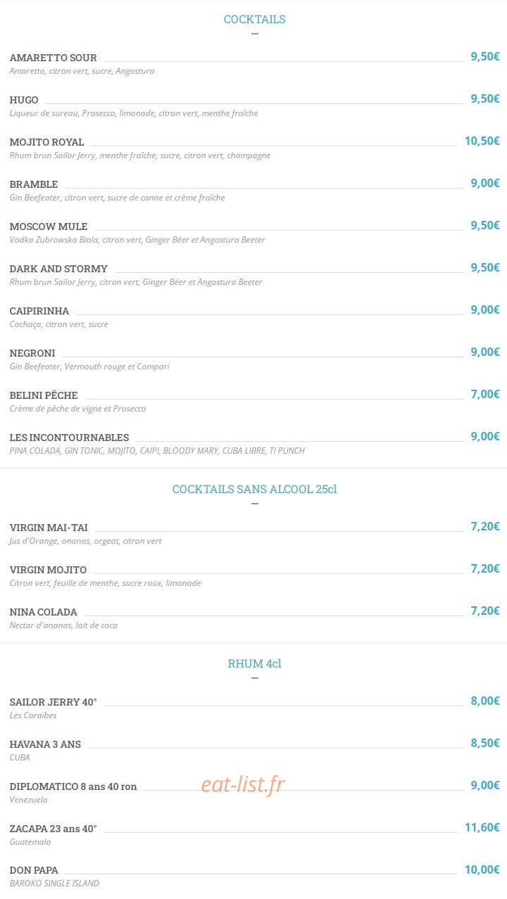 Irish pub — carte page 9