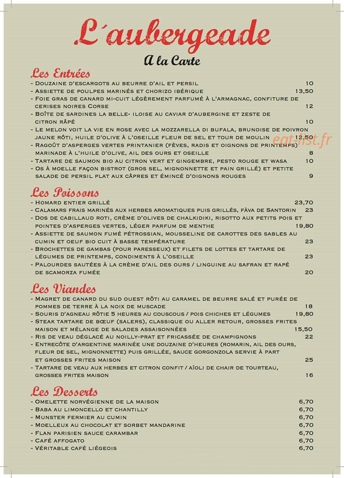 L'aubergeade — carte page 6