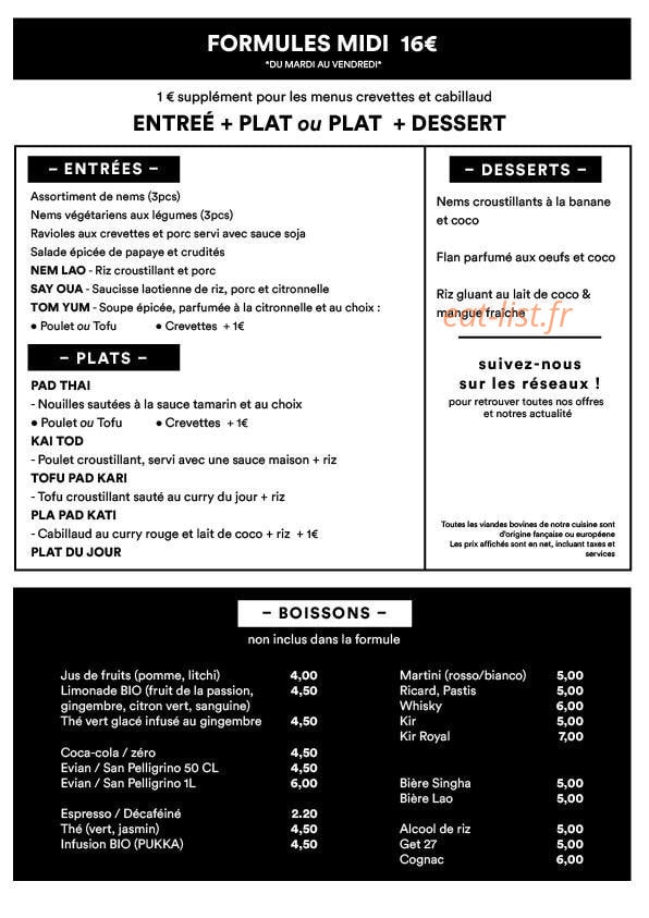 La Cantine du Siam — carte page 2