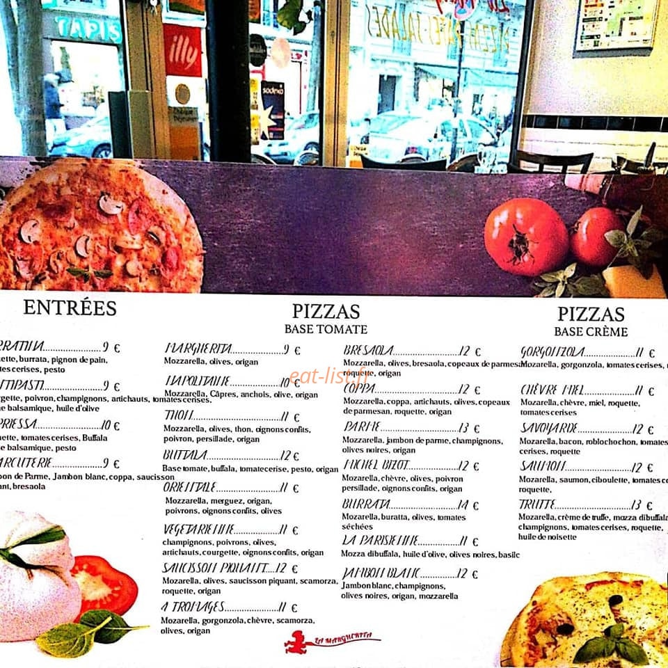 Carte et menu de La Margherita Michel Bizot à Paris 12 — Les entrées et pizzas