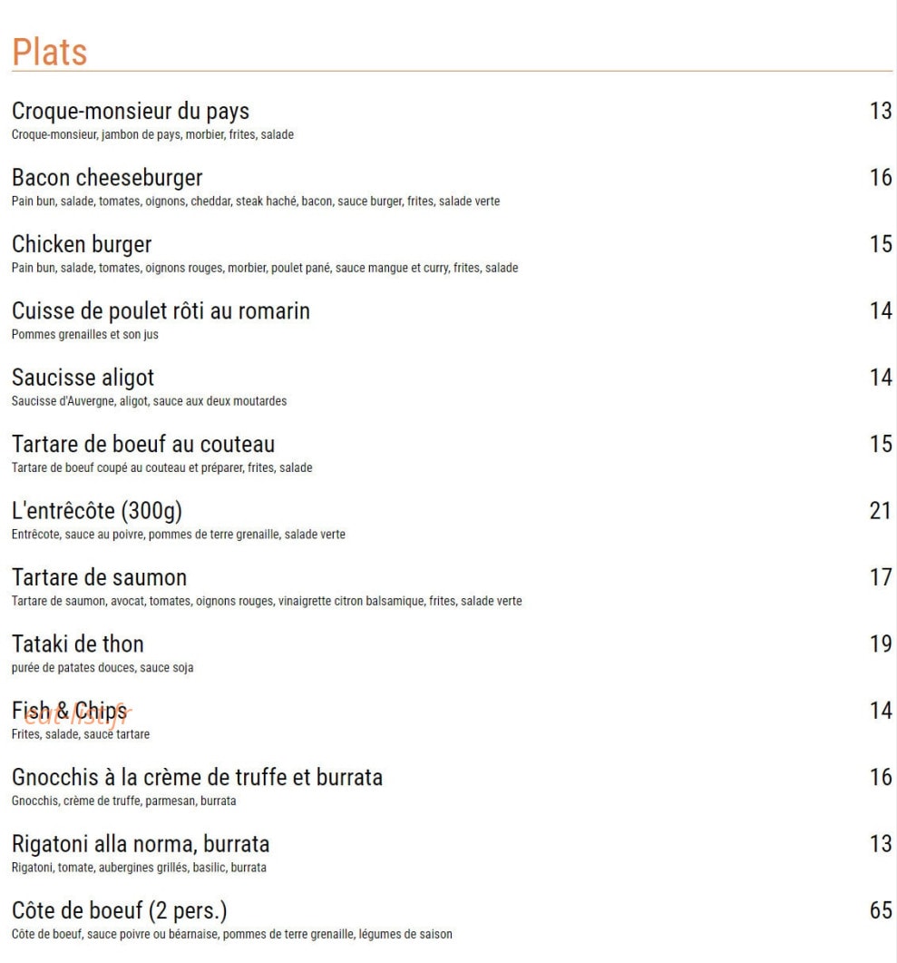 La Petite Place — carte page 2
