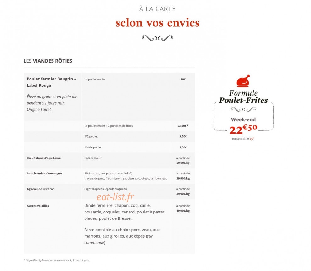 La Rôtisserie Parfumée — carte page 2