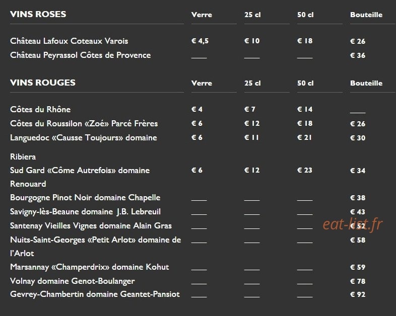 La Table d'Aligre — carte page 3