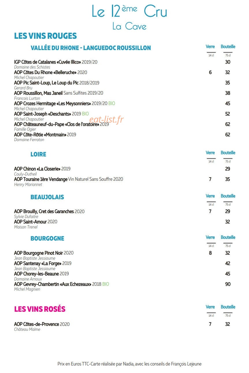 Le 12ème Cru — carte page 4