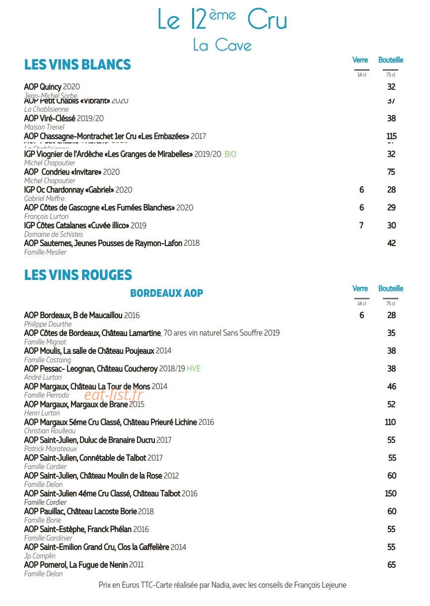 Le 12ème Cru — carte page 3