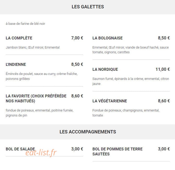 Le Cidre D'Or — carte page 1