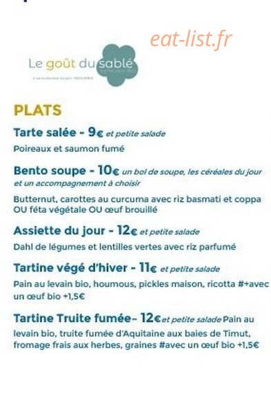 Le goût du sablé — carte page 1