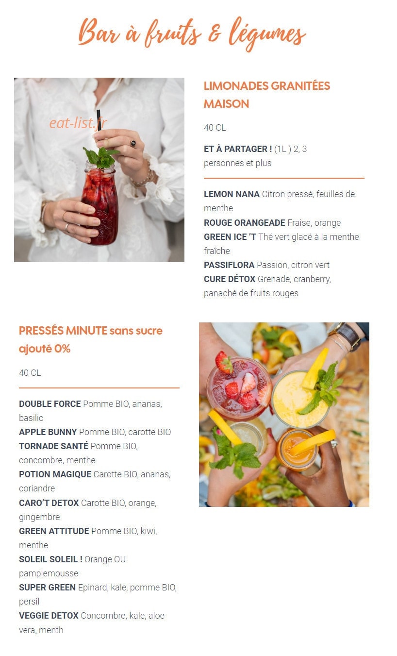 Le Paradis du Fruit — carte page 1