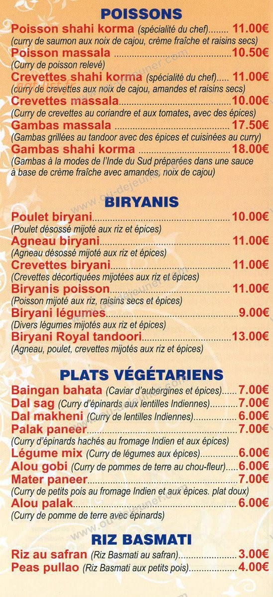 Le Royal Tandoori — carte page 3