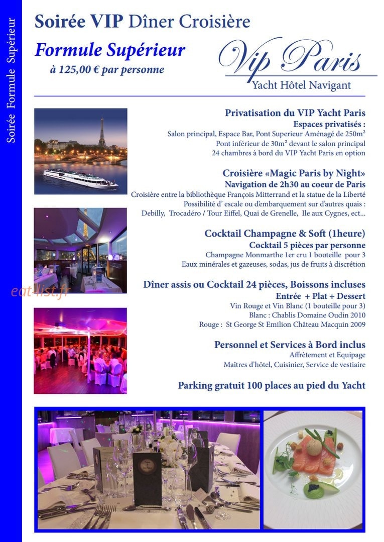 Le VIP Paris Yacht — carte page 19