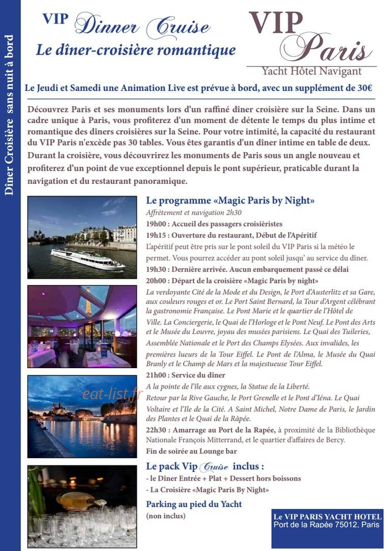 Le VIP Paris Yacht — carte page 2