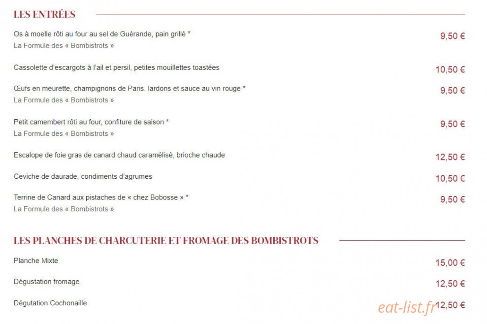 Les Bombistrot — carte page 2