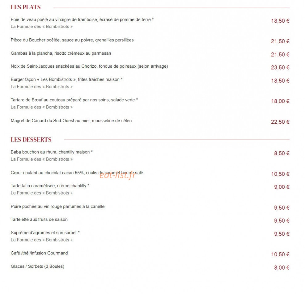Les Bombistrot — carte page 3