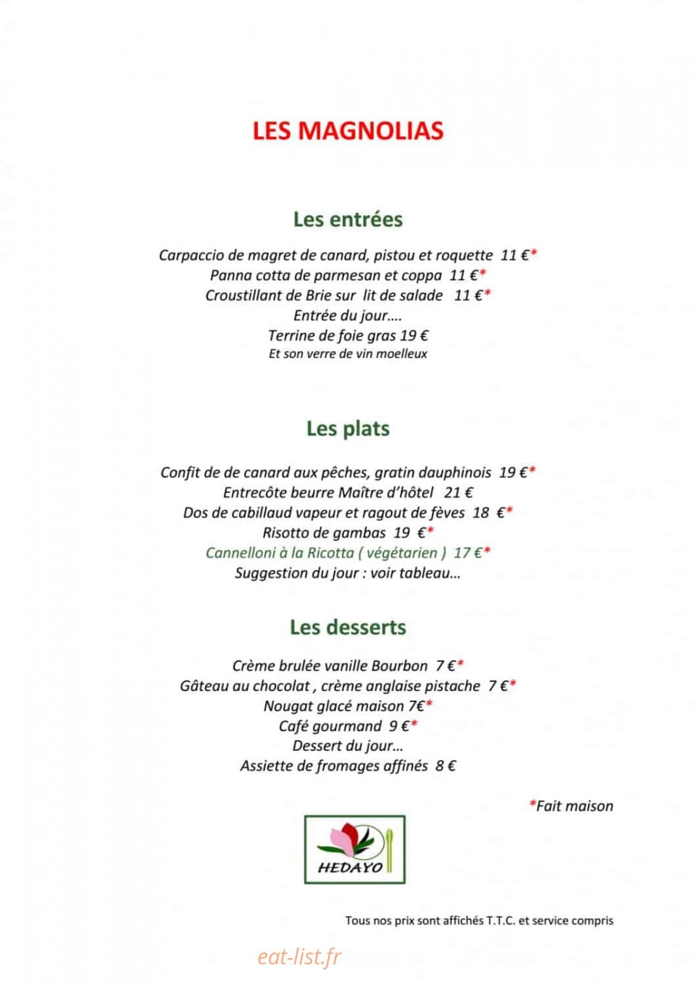 les Magnolias — carte page 1