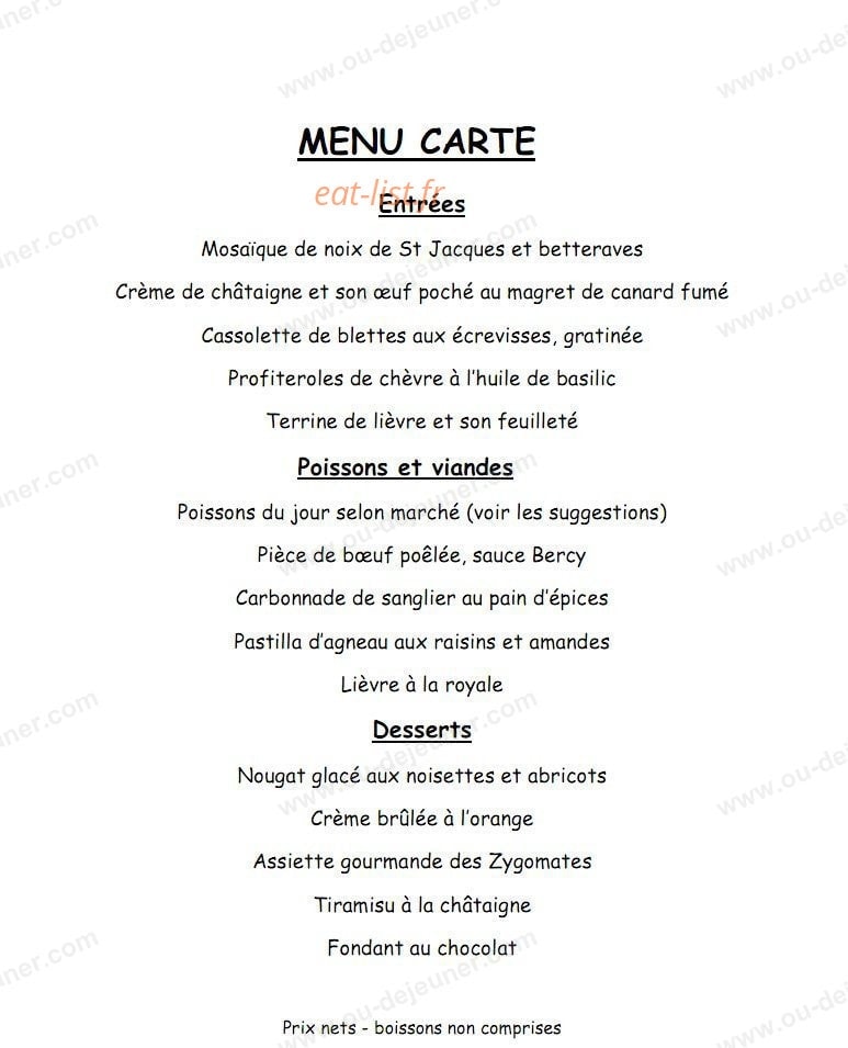 Les Zygomates — carte page 1