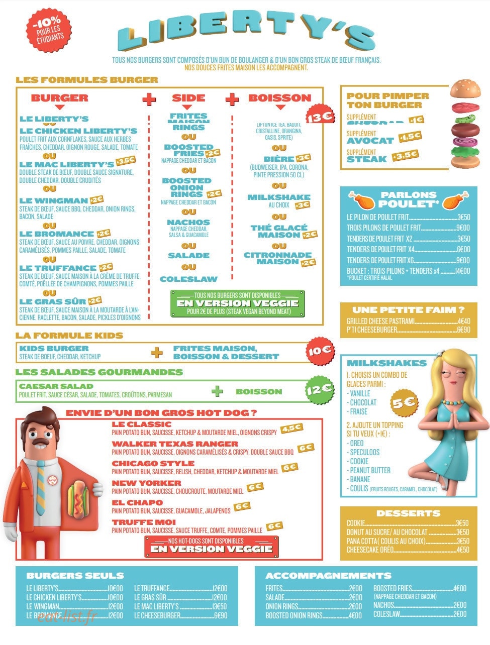Liberty's Burger — carte page 1