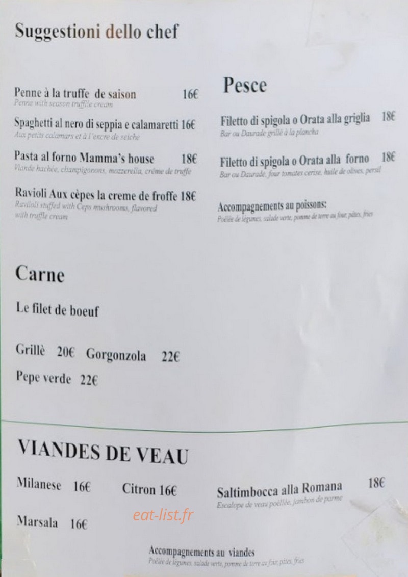 Mamma s’House — carte page 4