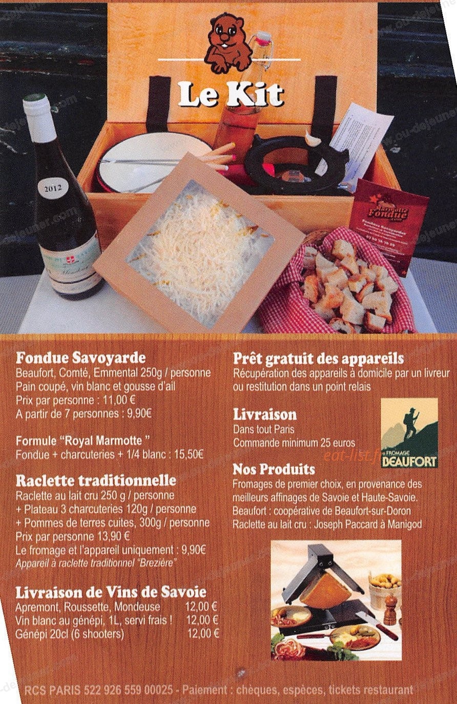Marmotte Fondue — carte page 2