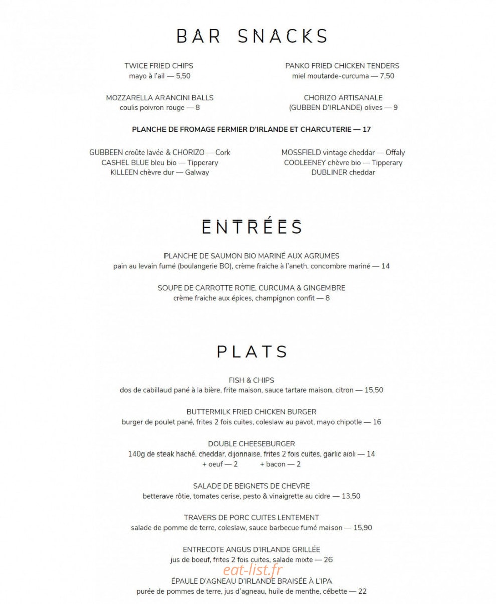 Molly's — carte page 1