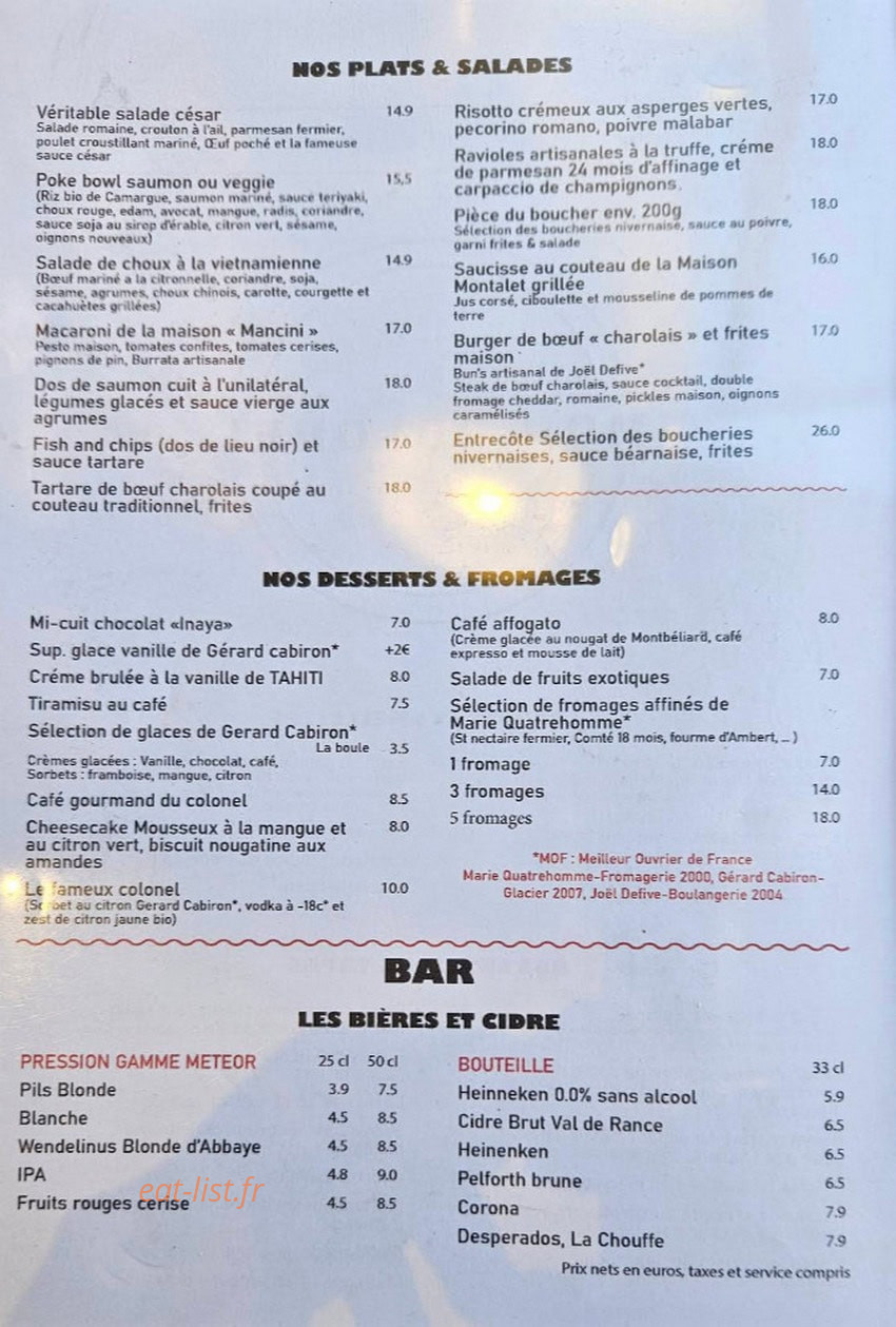 Mon Colonel — carte page 2