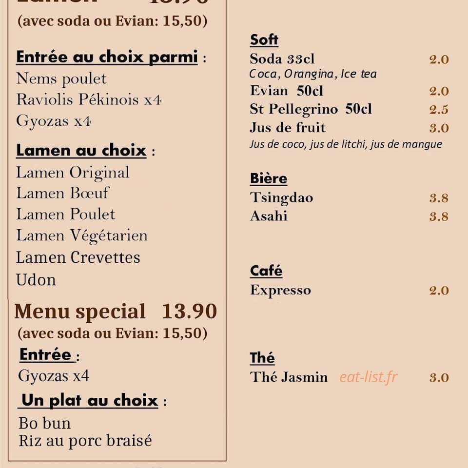 Noodle House — carte page 1