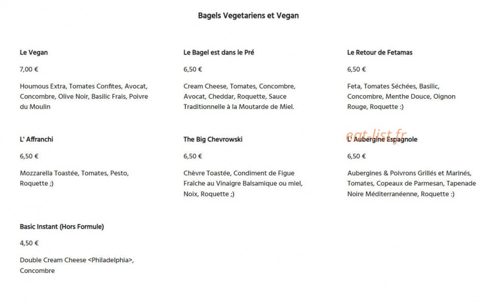 Nouveau Bagel & Salade — carte page 1