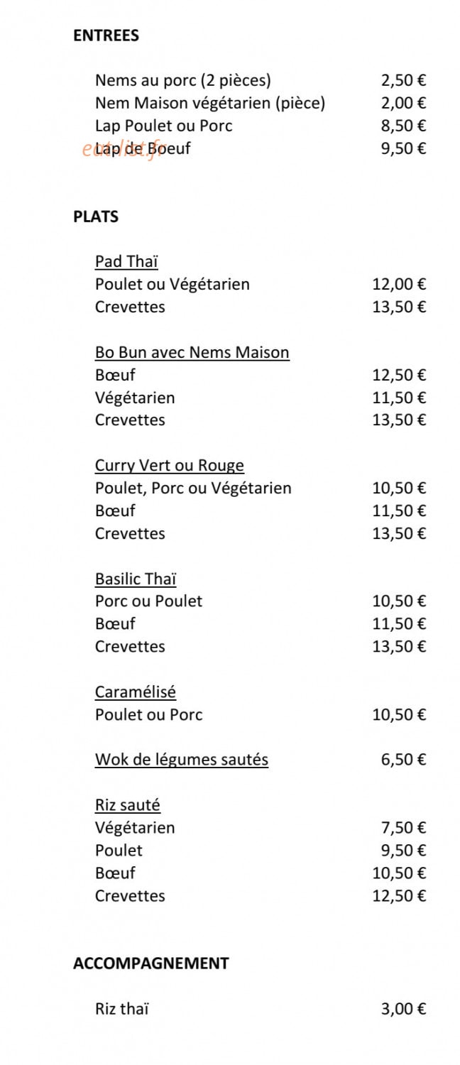 O Saveur — carte page 1