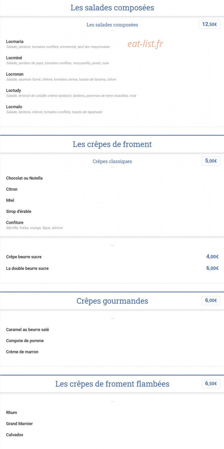 Paris Breizh crêperie — carte page 8