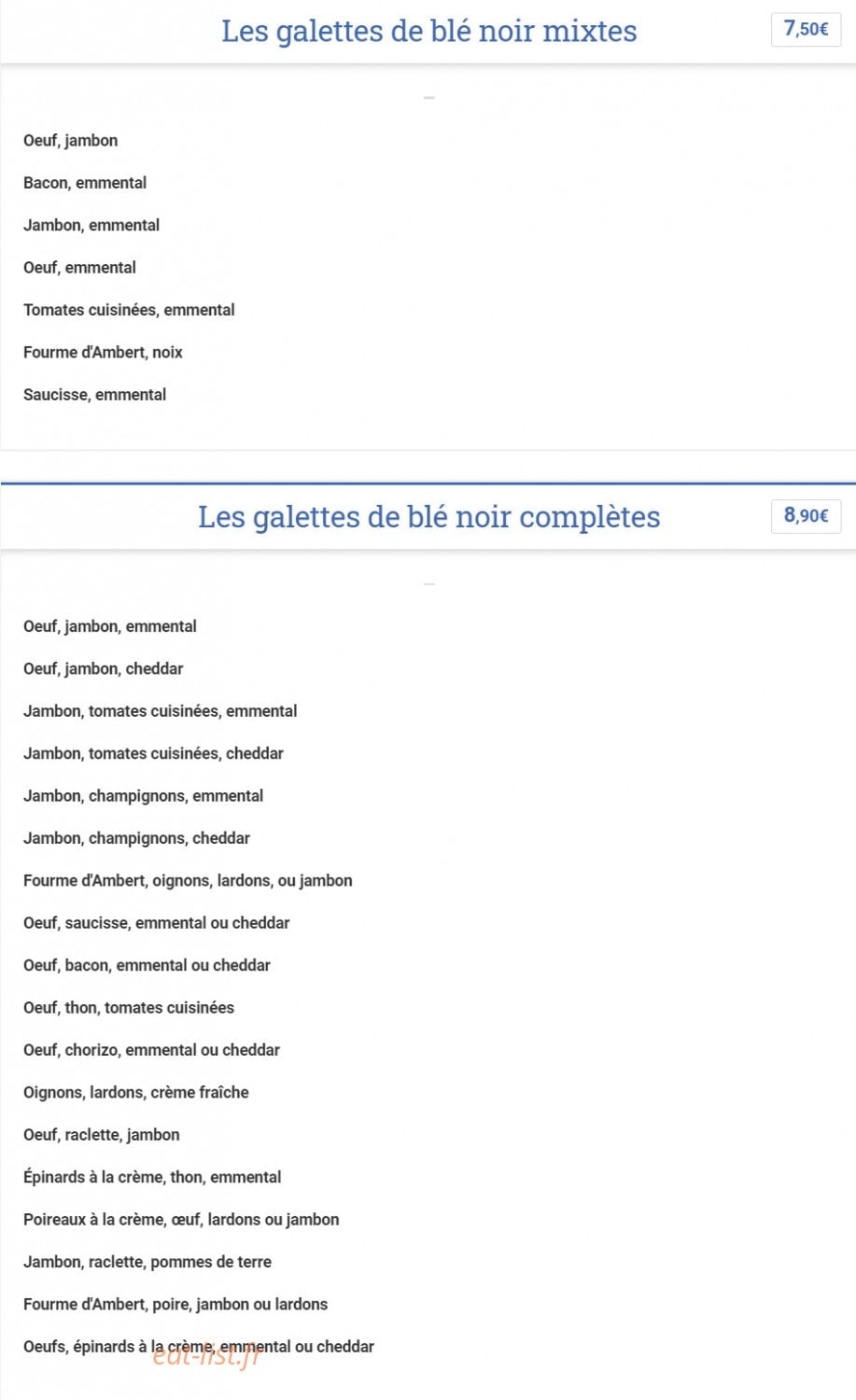Paris Breizh crêperie — carte page 6
