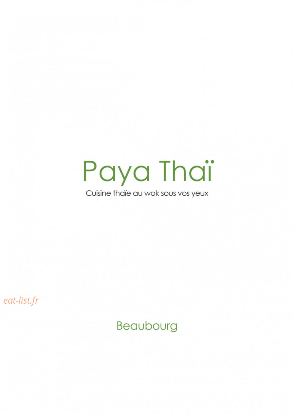 Paya Thaï — carte page 1