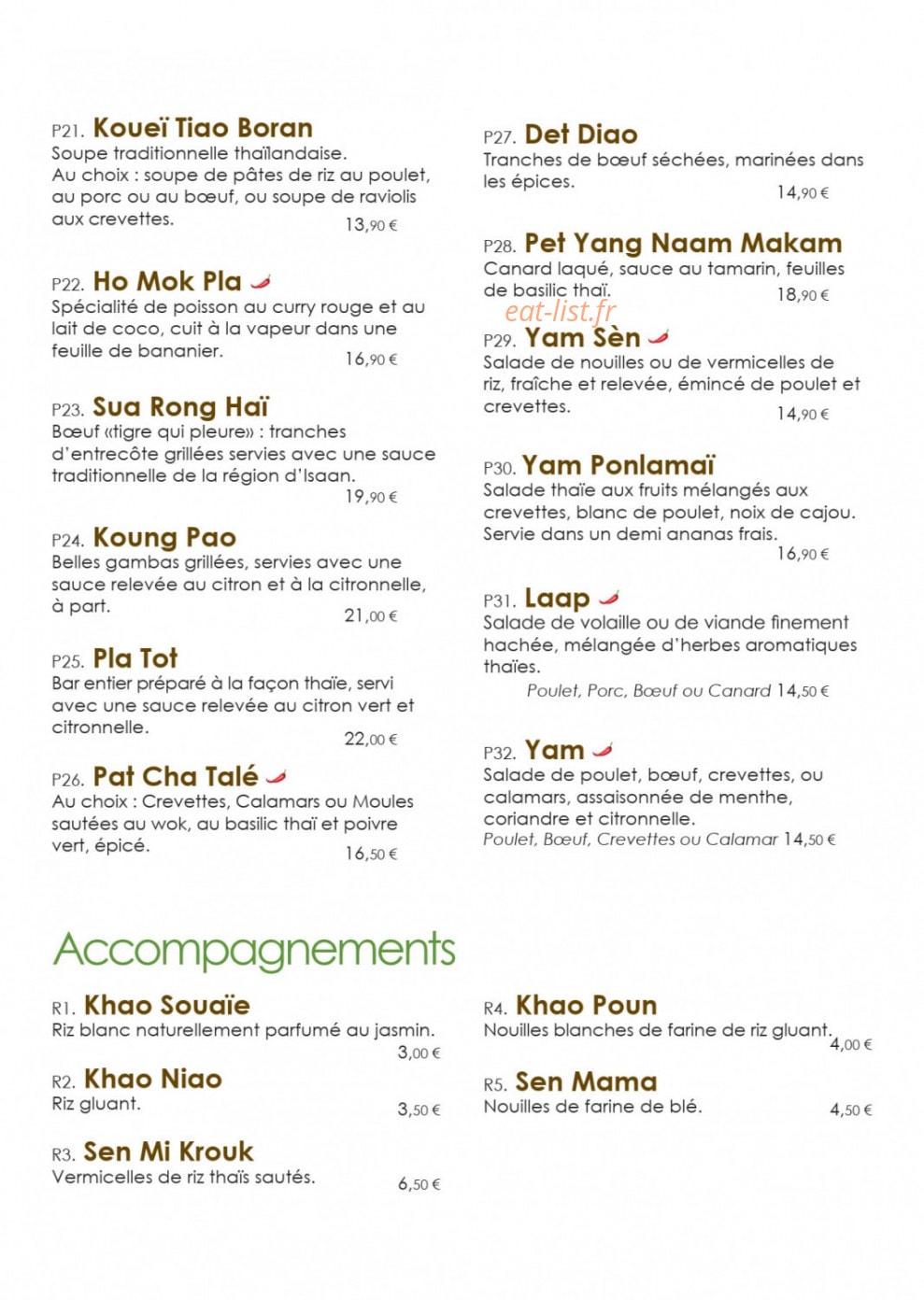 Paya Thaï — carte page 4