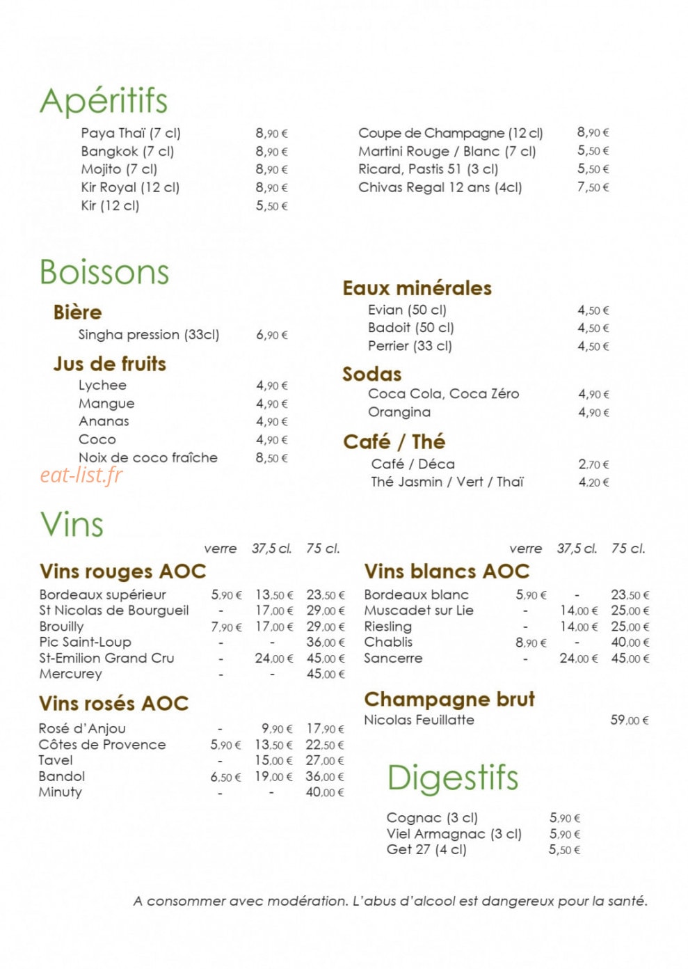Paya Thaï — carte page 6