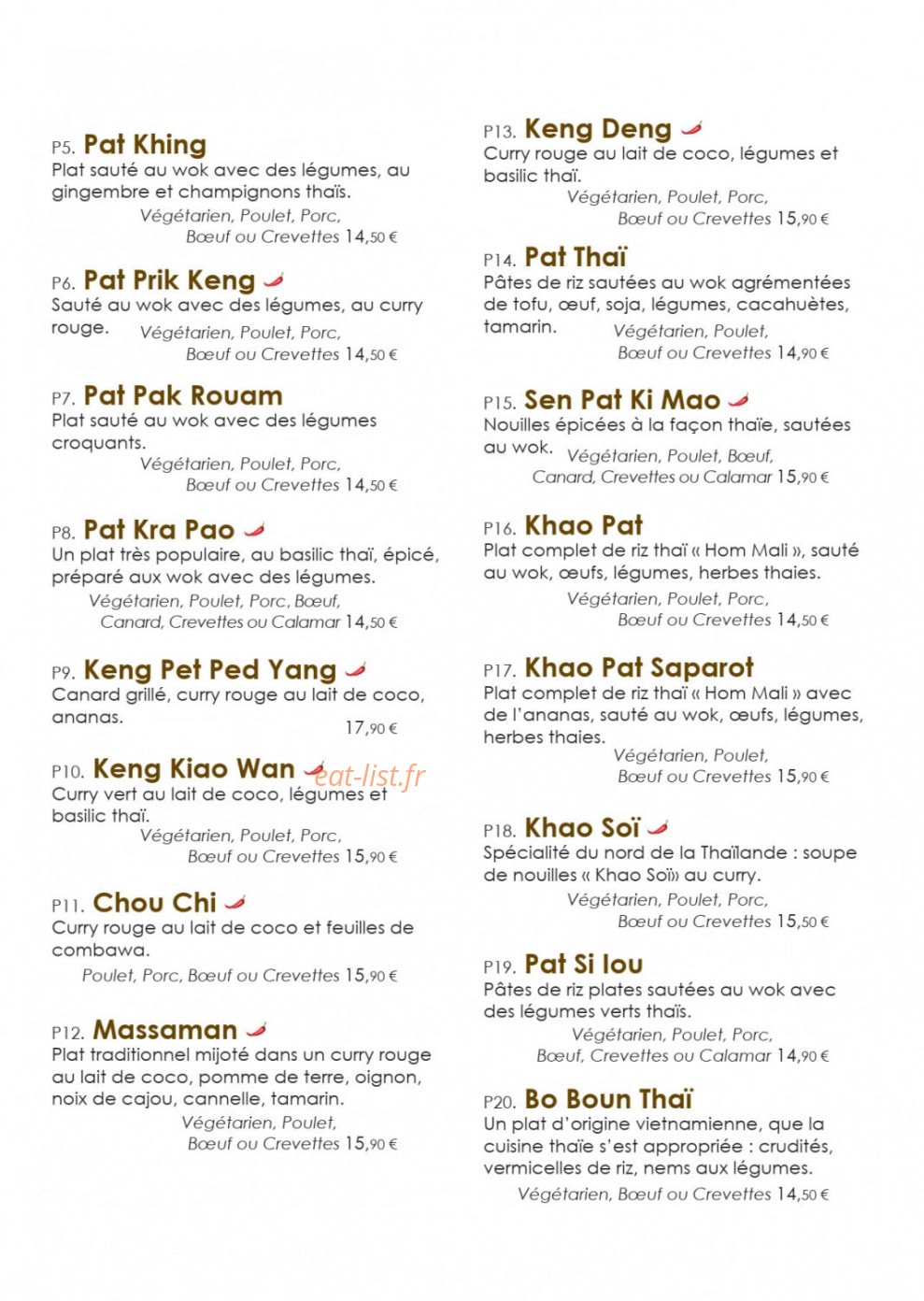 Paya Thaï — carte page 3