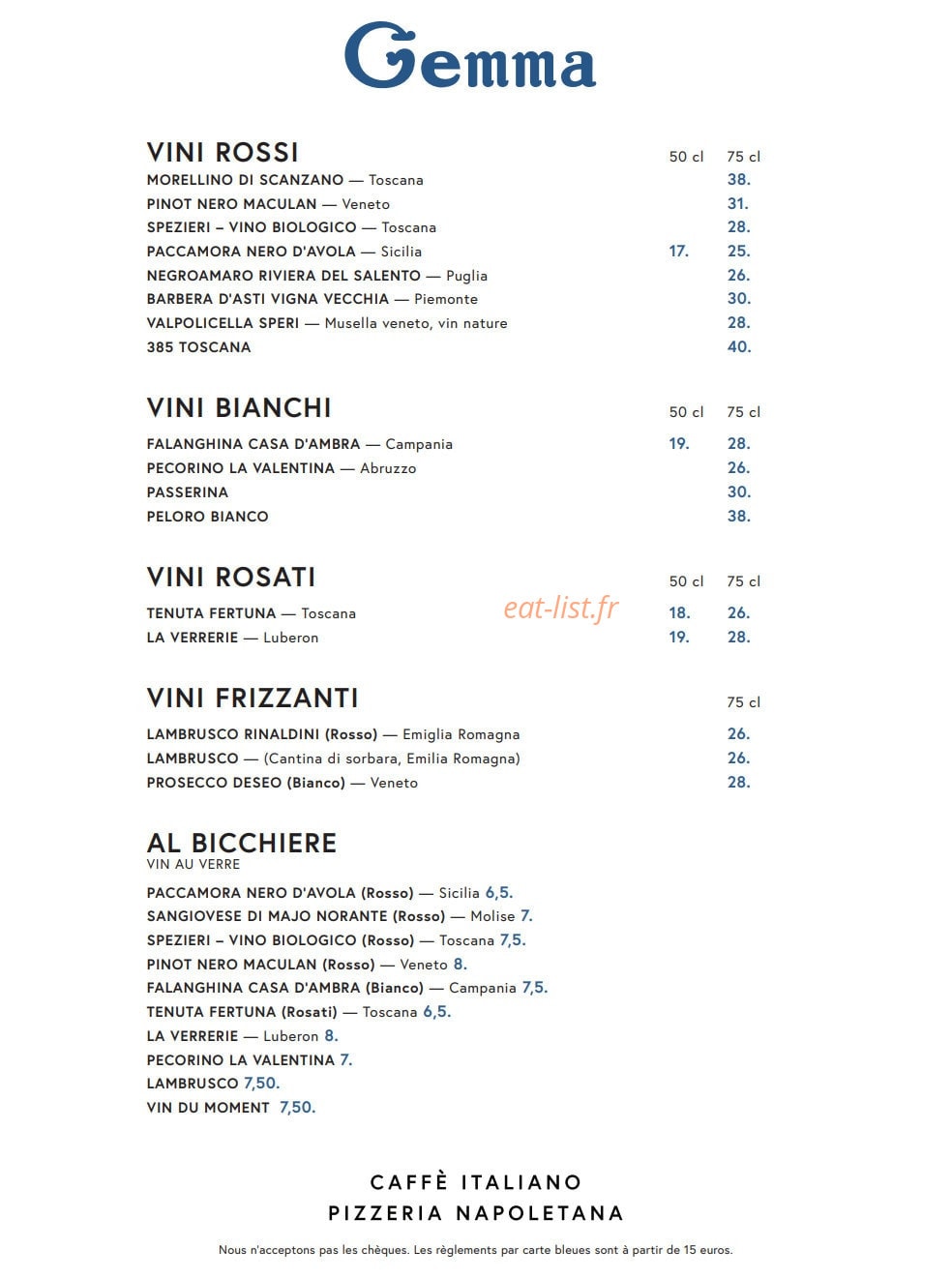 Pizzeria Gemma — carte page 3