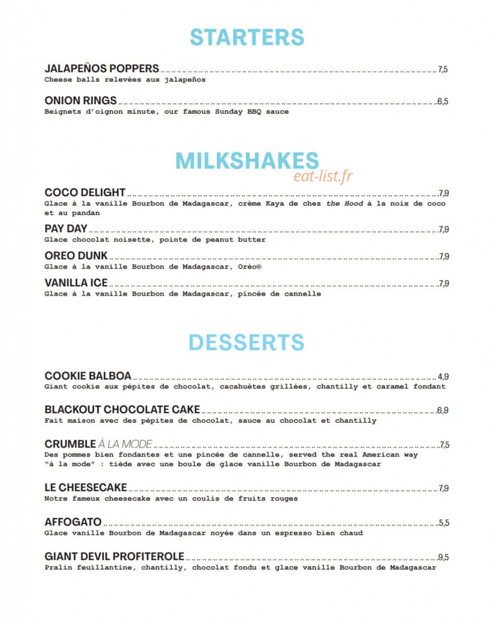 Pny Burger — carte page 2