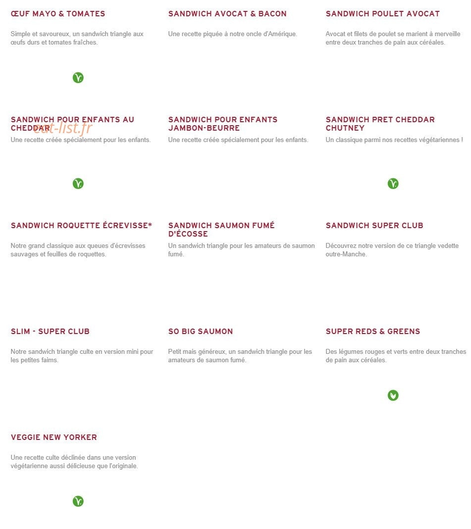 Prêt à manger — carte page 1