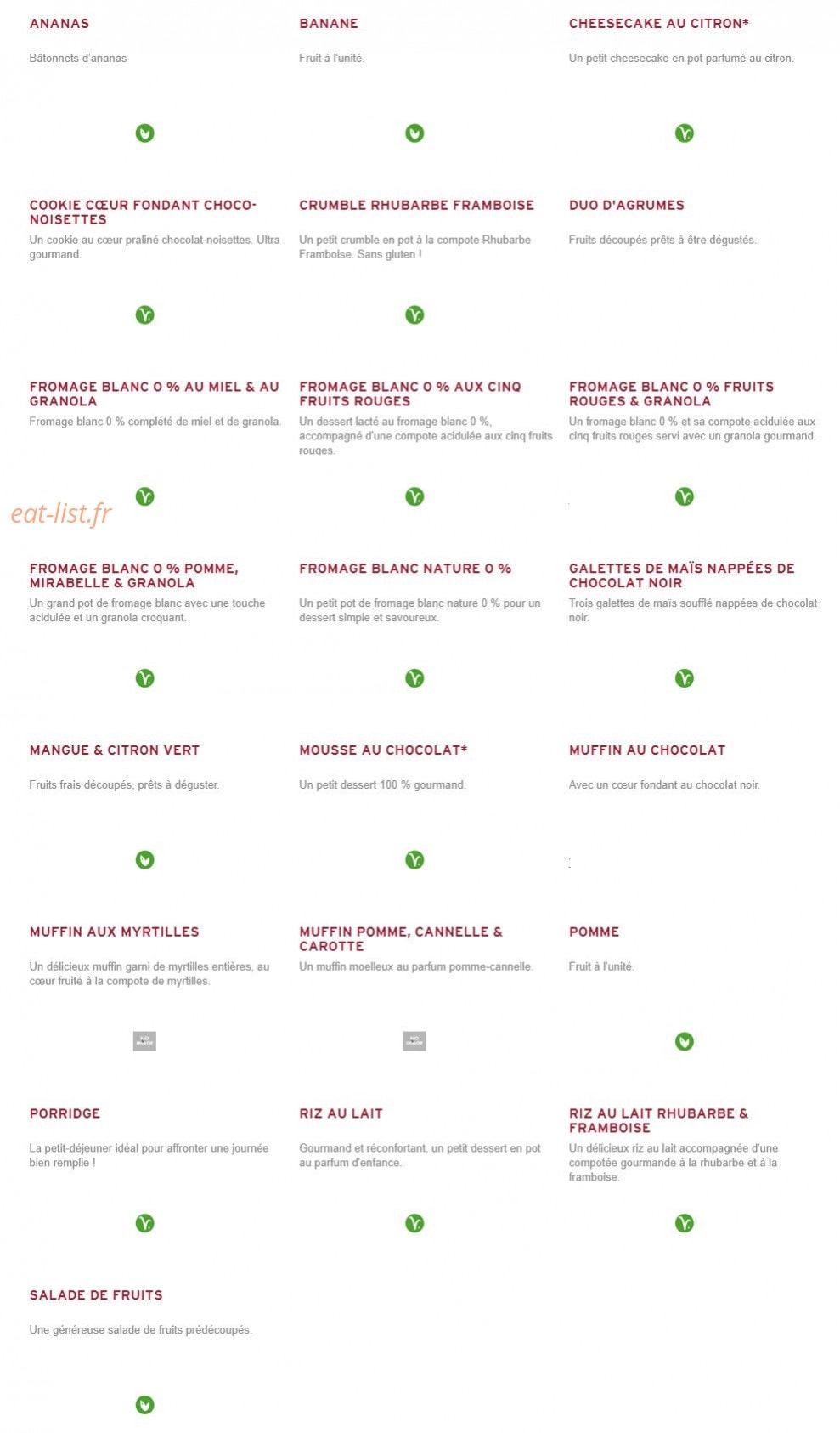 Prêt à manger — carte page 9