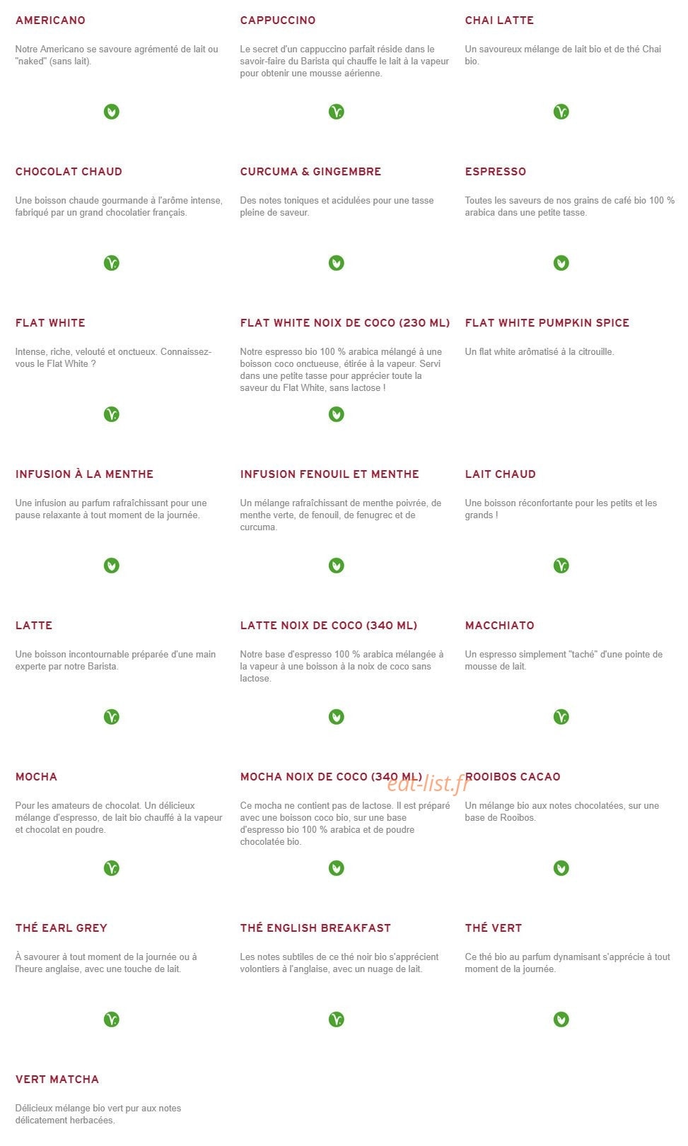 Prêt à manger — carte page 10