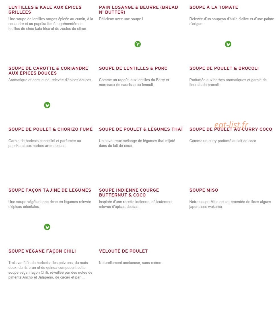 Prêt à manger — carte page 7