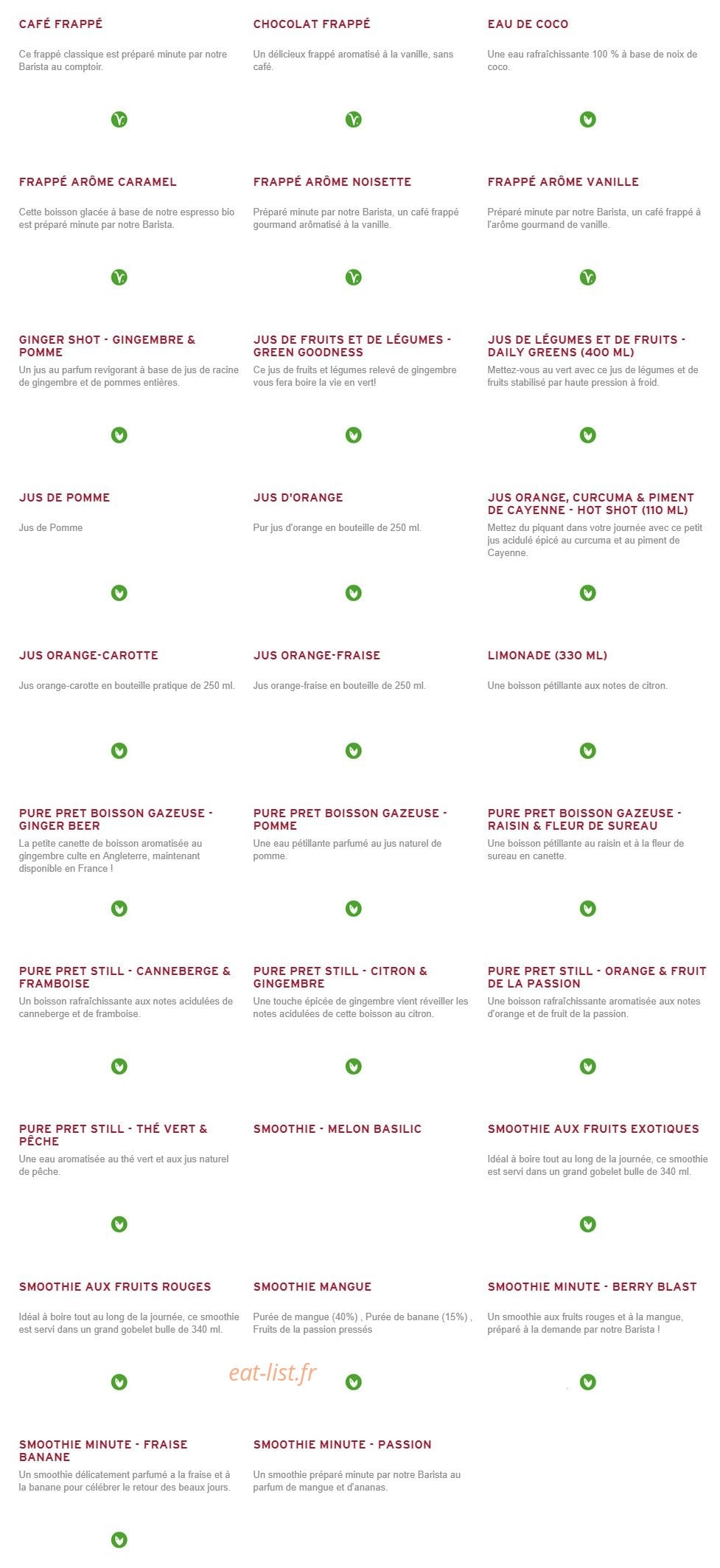 Prêt à manger — carte page 11