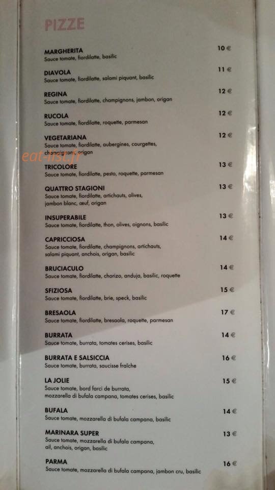 Restaurant Gusto — carte page 1