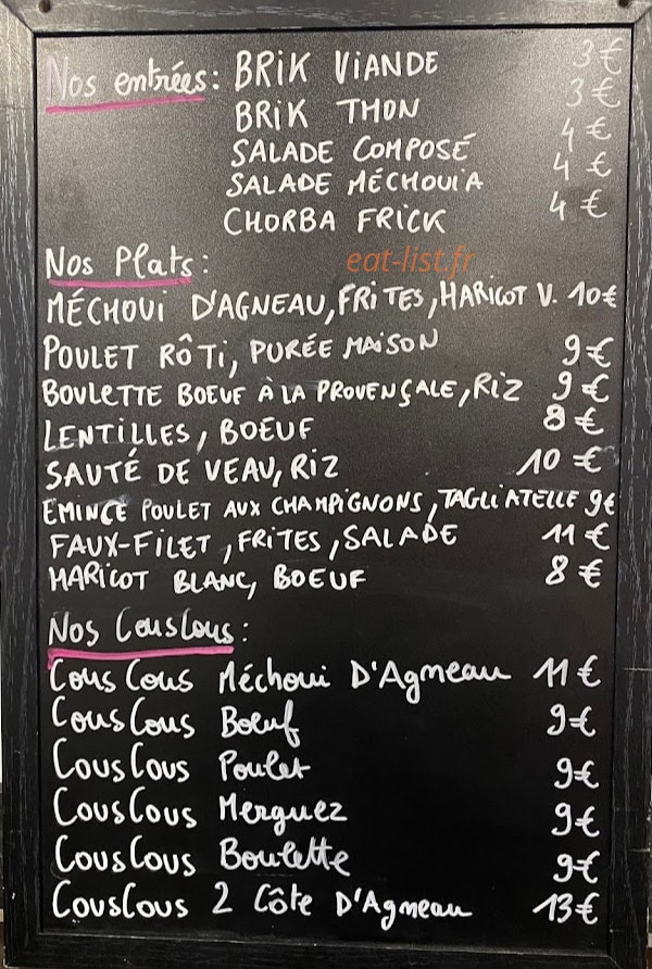 Restaurant Jardin D'Aligre — carte page 1