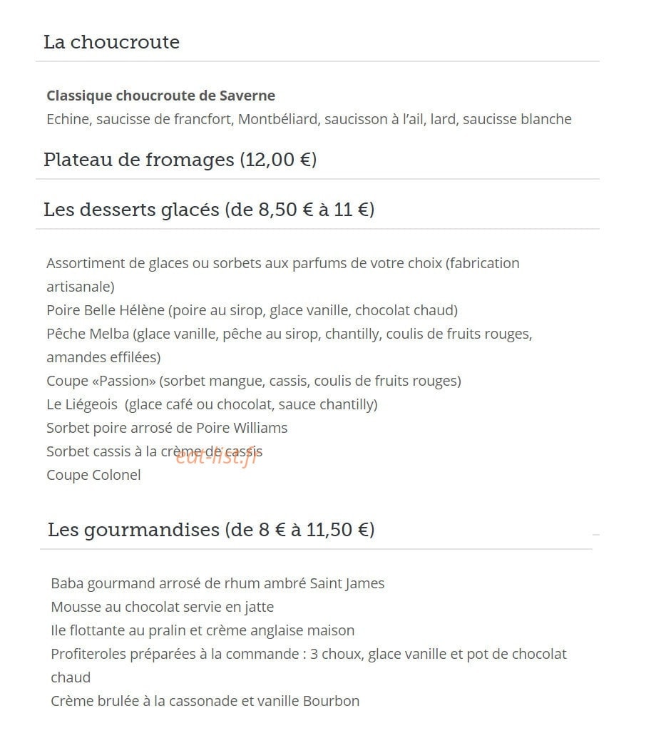 Restaurant L'Européen — carte page 3