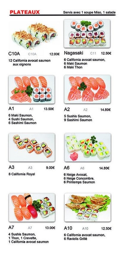 Sakura sushi — carte page 3