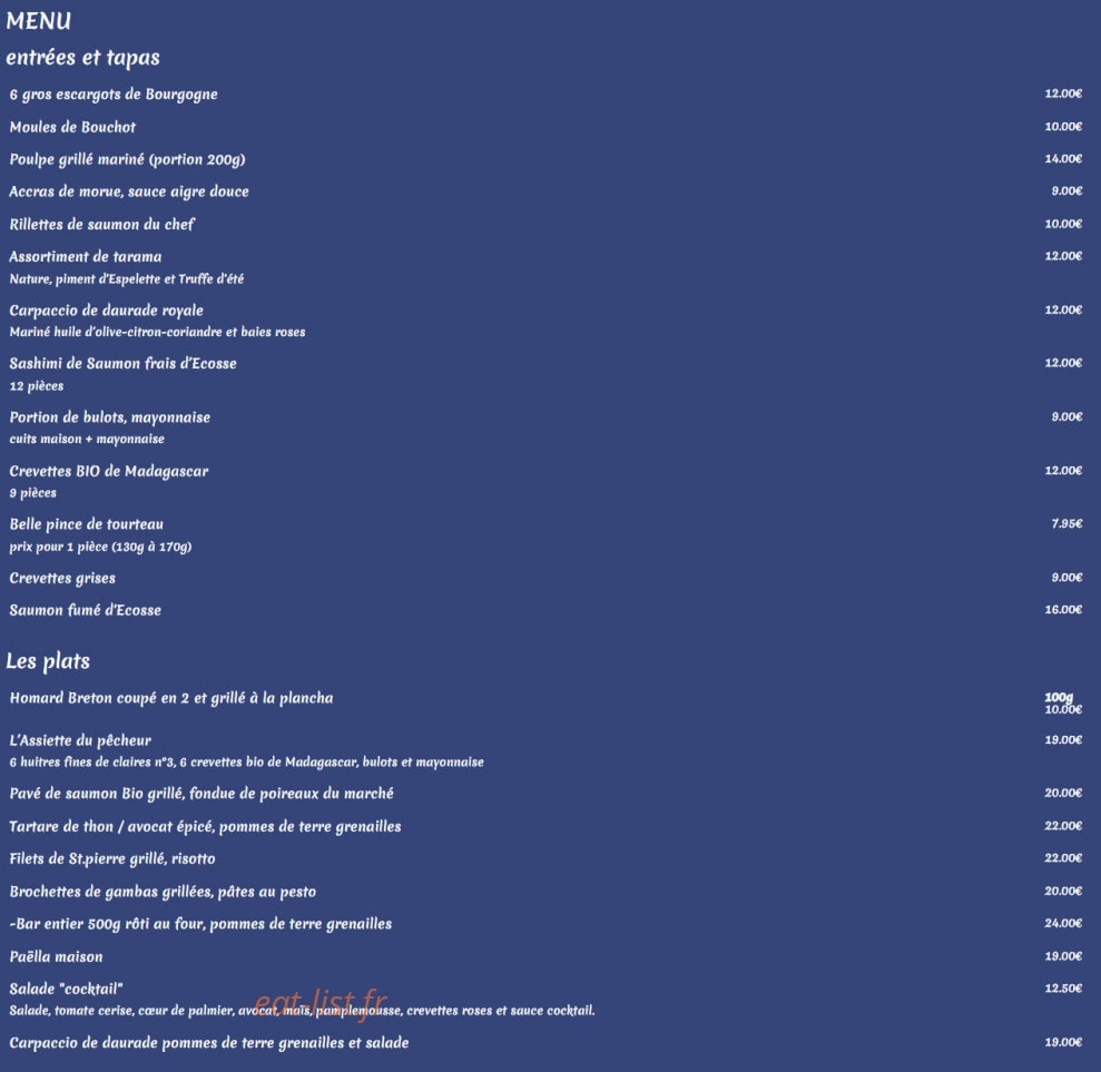 Sea Bar — carte page 1