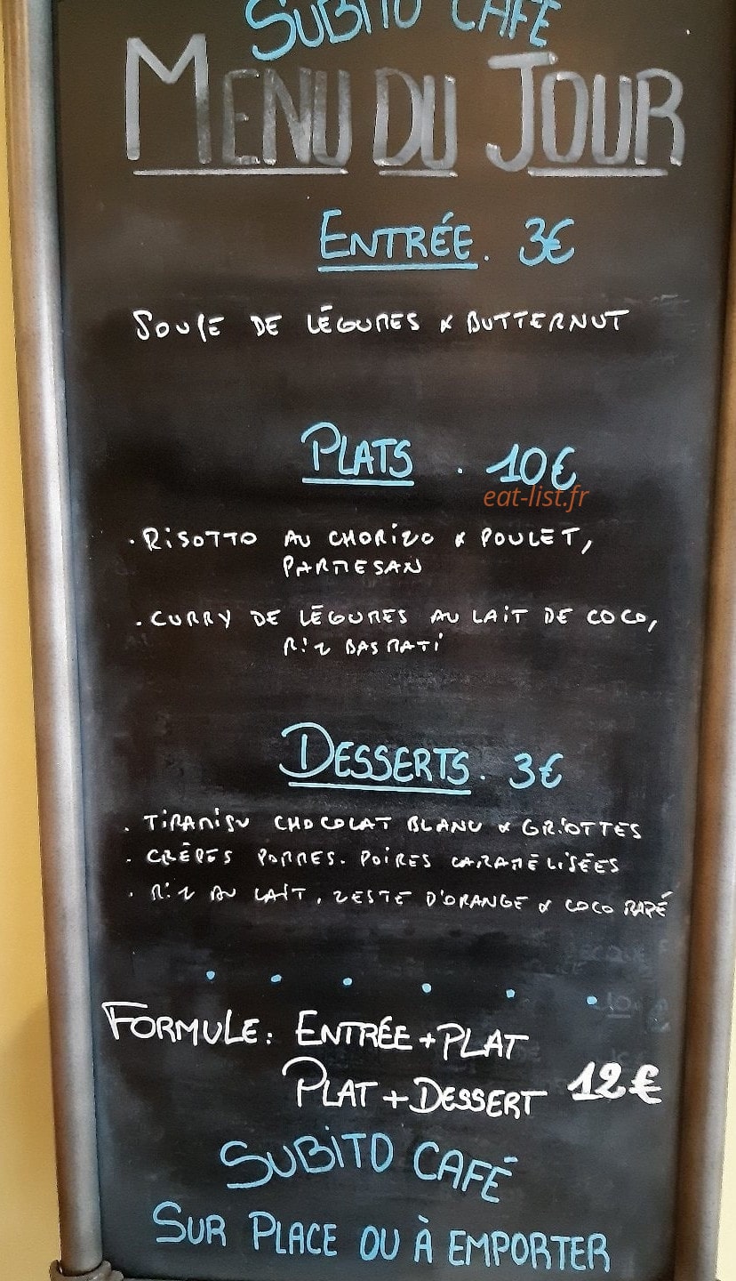 Subito café — carte page 1