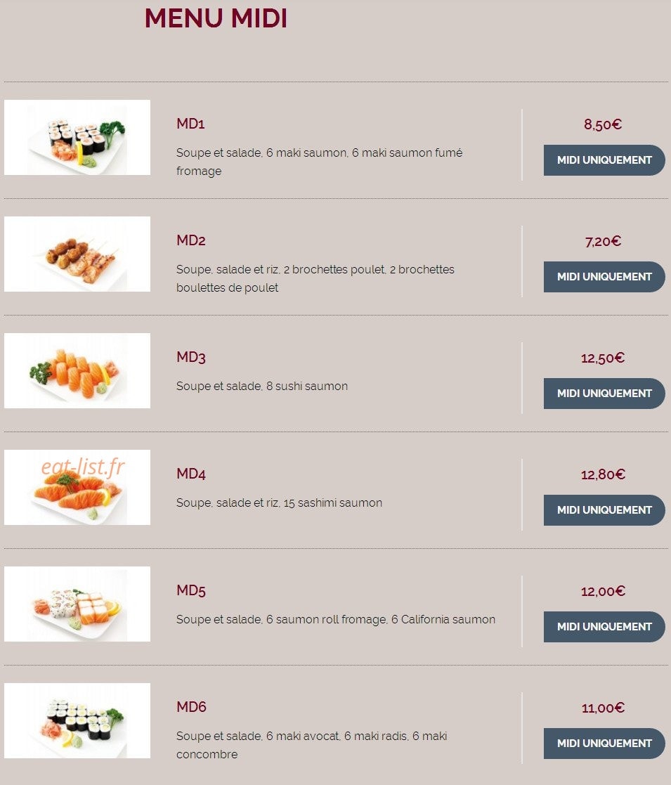 Sushi Maydo — carte page 1